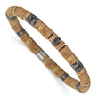 Chisel Black Spectrolite Beaded Stretch Bracelet in Stainless Steel, 6mm