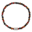 Chisel Stainless Steel Polished 5mm Spectrolite, Agate and Tiger's Eye Beaded Stretch Bracelet