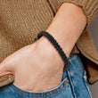Chisel Stainless Steel Brushed Black Agate Black Nylon Adjustable Bracelet - 6.5 to 9.5