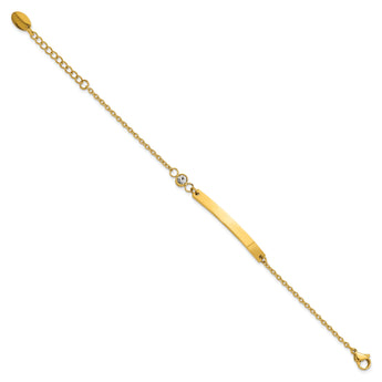 Chisel Stainless Steel Polished Yellow IP-plated with Crystal 6.75 inch ID Bracelet with 1 inch Extension