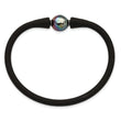 Chisel Freshwater Pearl Black Silicone Bracelet in Stainless Steel, 4mm