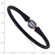 Chisel Freshwater Pearl Black Silicone Bracelet in Stainless Steel, 4mm