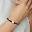 Chisel White Freshwater Pearl Black Silicone Bracelet in Stainless Steel, 4mm