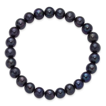 Chisel Black Freshwater Pearl Bracelet, 8mm Stretch