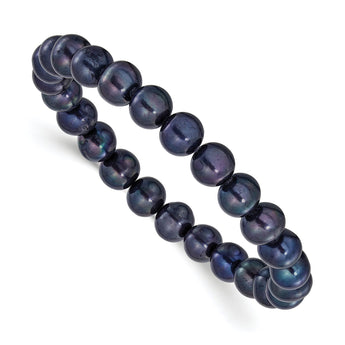 Chisel Black Freshwater Pearl Bracelet, 8mm Stretch