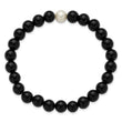 Chisel Black Onyx & White Freshwater Pearl Bracelet, 8mm Stretch