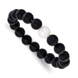 Chisel White Freshwater Pearl Beaded Bracelet, 10mm Stretch, 7 Inch