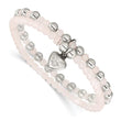Chisel Puffed Heart Pink Quartz Two-Strand Bracelet in Stainless Steel, 5mm