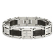 Stainless Steel Brushed and Polished Black IP-plated with 1/4 carat Diamond Bracelet for Men 8.75 in - Birthstone Company