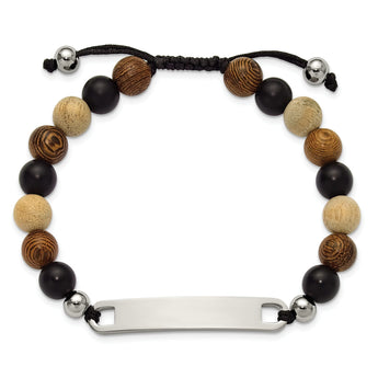 Chisel Onyx Nylon to ID Bracelet in Stainless Steel, 8mm Adjustable Stretch