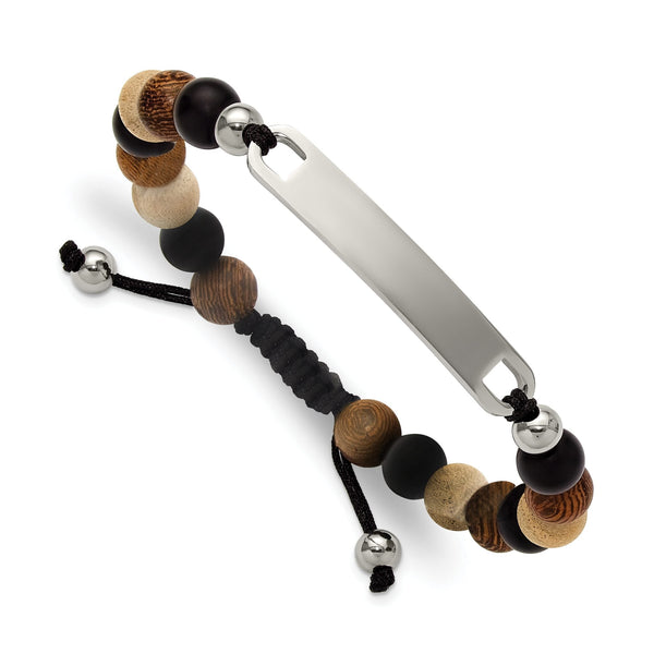 Chisel Onyx Nylon to ID Bracelet in Stainless Steel, 8mm Adjustable Stretch