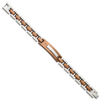 Stainless Steel Polished Brown IP-plated with .01 carat Diamond Bracelet for Men - Birthstone Company