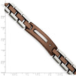 Stainless Steel Polished Brown IP-plated with .01 carat Diamond Bracelet for Men - Birthstone Company