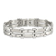 Stainless Steel Brushed and Polished with Rhodium-plated 14k White Gold and 1/20 carat Diamond Bracelet for Men - Birthstone Company