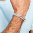 Stainless Steel Brushed and Polished with Rhodium-plated 14k White Gold and 1/20 carat Diamond Bracelet for Men - Birthstone Company