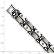 Stainless Steel Brushed and Polished with Rhodium-plated 14k White Gold and 1/20 carat Diamond Bracelet for Men - Birthstone Company