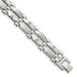 Stainless Steel Brushed and Polished with Rhodium-plated 14k White Gold and 1/20 carat Diamond Bracelet for Men - Birthstone Company