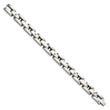 Stainless Steel Polished with Rhodium-plated 14k White Gold Accent and .03 carat Diamond Bracelet for Men - Birthstone Company