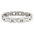 Stainless Steel Polished with Rhodium-plated 14k White Gold Accent and .03 carat Diamond Bracelet for Men - Birthstone Company