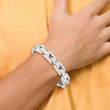 Stainless Steel Polished with Rhodium-plated 14k White Gold Accent and .03 carat Diamond Bracelet for Men - Birthstone Company
