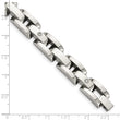 Stainless Steel Polished with Rhodium-plated 14k White Gold Accent and .03 carat Diamond Bracelet for Men - Birthstone Company