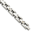 Stainless Steel Polished with Rhodium-plated 14k White Gold Accent and .03 carat Diamond Bracelet for Men - Birthstone Company