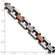 Stainless Steel Brown IP-plated w/1/4ct. Diamond 8.5in Bracelet - Birthstone Company