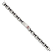 Stainless Steel Black Rubber Red Enamel 8in Medical Bracelet - Birthstone Company
