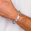 Stainless Steel Black Rubber Red Enamel 8in Medical Bracelet - Birthstone Company