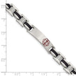 Stainless Steel Black Rubber Red Enamel 8in Medical Bracelet - Birthstone Company