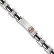 Stainless Steel Black Rubber Red Enamel 8in Medical Bracelet - Birthstone Company