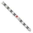 Stainless Steel Black Rubber Red Enamel 8.25in Medical Bracelet - Birthstone Company