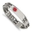 Stainless Steel Black Rubber Red Enamel 8.25in Medical Bracelet - Birthstone Company