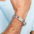 Stainless Steel Black Rubber Red Enamel 8.25in Medical Bracelet - Birthstone Company