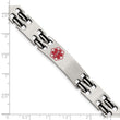 Stainless Steel Black Rubber Red Enamel 8.25in Medical Bracelet - Birthstone Company