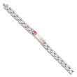 Stainless Steel Brushed & Polished Red Enamel 8in Medical Bracelet - Birthstone Company