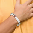 Stainless Steel Brushed & Polished Red Enamel 8in Medical Bracelet - Birthstone Company