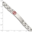 Stainless Steel Brushed & Polished Red Enamel 8in Medical Bracelet - Birthstone Company