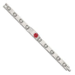 Stainless Steel Polished/Brushed Red Enamel 8.25in Medical Bracelet - Birthstone Company