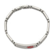 Stainless Steel Polished/Brushed Red Enamel 8.25in Medical Bracelet - Birthstone Company