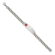 Stainless Steel Polished w/ Red Enamel 8.5in Medical Bracelet - Birthstone Company