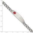 Stainless Steel Polished w/ Red Enamel 8.5in Medical Bracelet - Birthstone Company