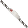Stainless Steel Polished w/ Red Enamel 8.5in Medical Bracelet - Birthstone Company
