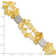 Stainless Steel Citrine Chip Station with ext. Bracelet for Women - Birthstone Company