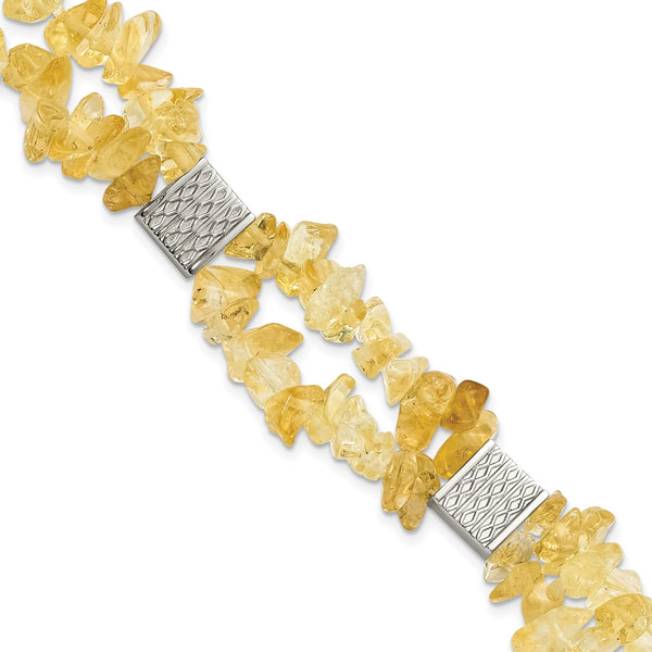 Stainless Steel Citrine Chip Station with ext. Bracelet for Women - Birthstone Company