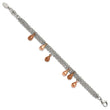 Stainless Steel Rose & Brown IP plated Teardrops 8in Bracelet - Birthstone Company