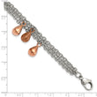Stainless Steel Rose & Brown IP plated Teardrops 8in Bracelet - Birthstone Company