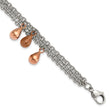 Stainless Steel Rose & Brown IP plated Teardrops 8in Bracelet - Birthstone Company