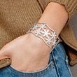 Stainless Steel Flowers Cuff Bangle - Birthstone Company