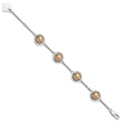 Stainless Steel Champagne Beads 7.5in w/ext Bracelet - Birthstone Company